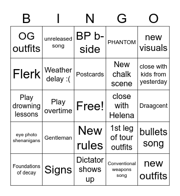 MCR Daytona 2026 Bingo Card