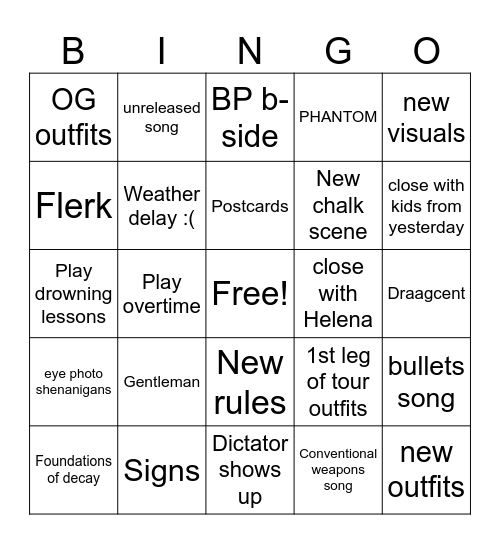 MCR Daytona 2026 Bingo Card