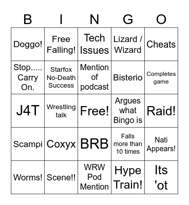 The Amazing Cliff Bingo Card