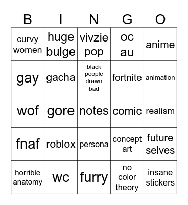 old Sketchbook Bingo Card