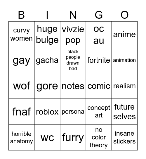 old Sketchbook Bingo Card