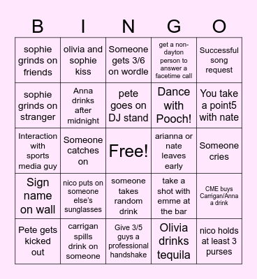 Camgirls BINGO Card