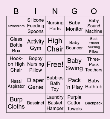 Baby Shower Bingo! Bingo Card