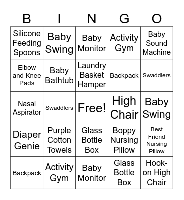 Baby Shower Bingo! Bingo Card