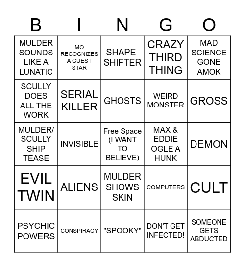 X-Files Bingo Card