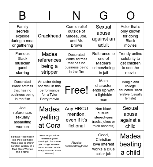 caeden bingo Card