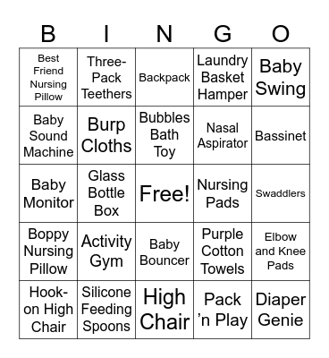 Baby Shower Bingo! Bingo Card