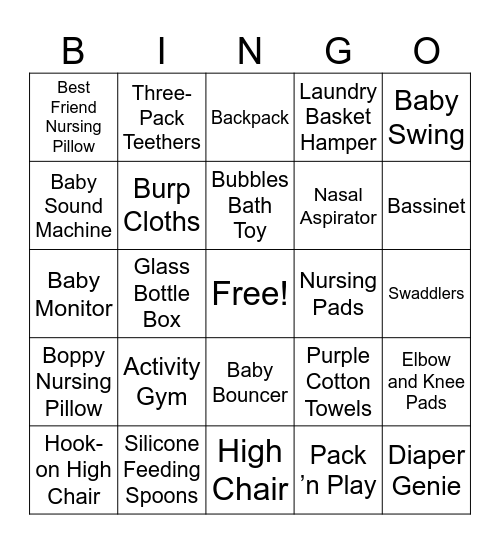 Baby Shower Bingo! Bingo Card