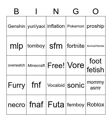 Goon Bingo Card