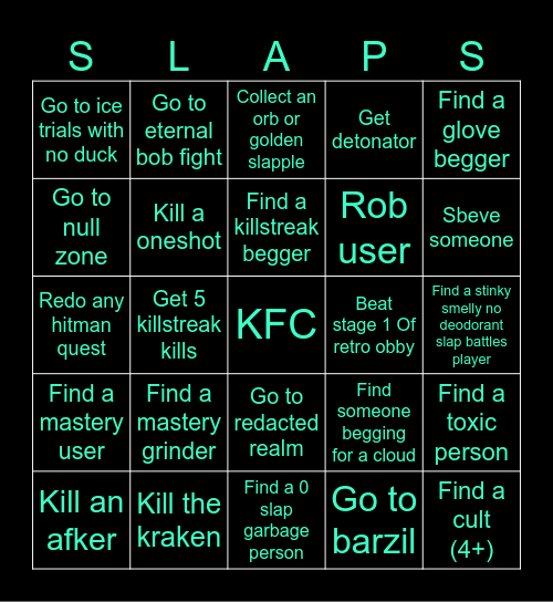 Slap battles bingo Card