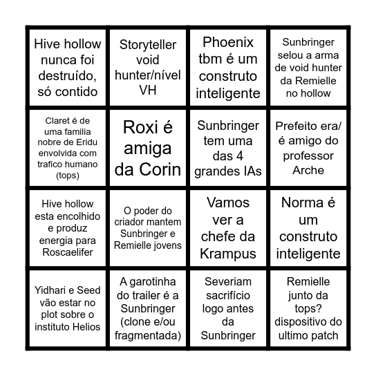PREVISÕES PARA 3.X ZZZ Bingo Card