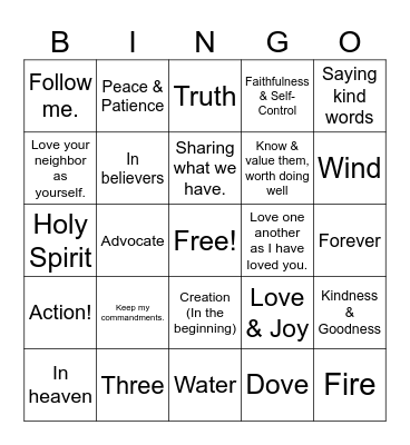Jesus Promises the Holy Spirit Bingo Card