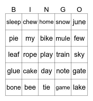 Long vowels Bingo Card