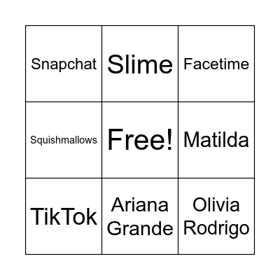 Emma's 13!!! Bingo Card