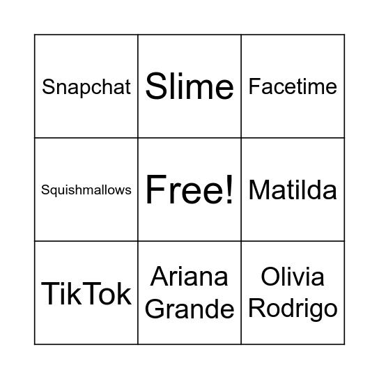 Emma's 13!!! Bingo Card