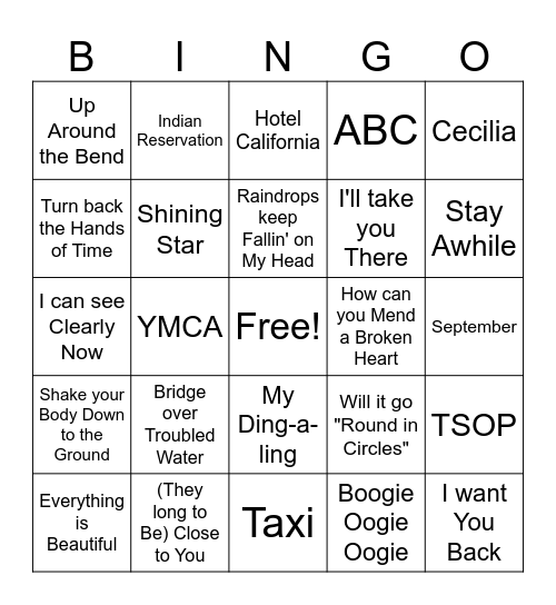70s American Bandstand 1 Bingo Card