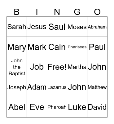 People in the Bible Bingo Card