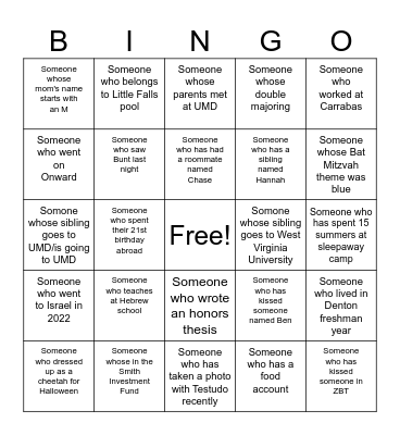 BAR CRAWL!!! Find someone who... Bingo Card