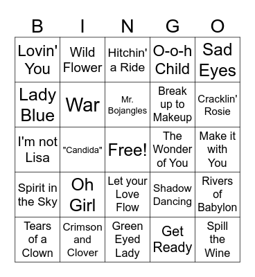 70s American Bandstand 2 Bingo Card