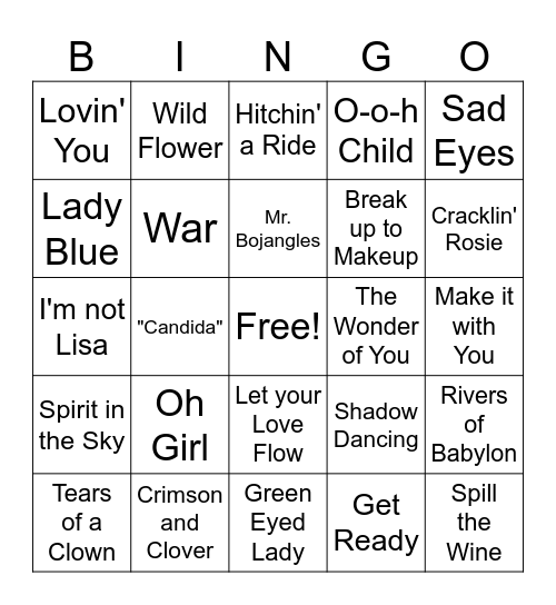 70s American Bandstand 2 Bingo Card
