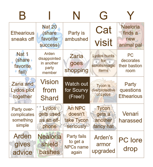 Session 16: New Horizions Bingo Card