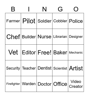 Work People Do Bingo Card