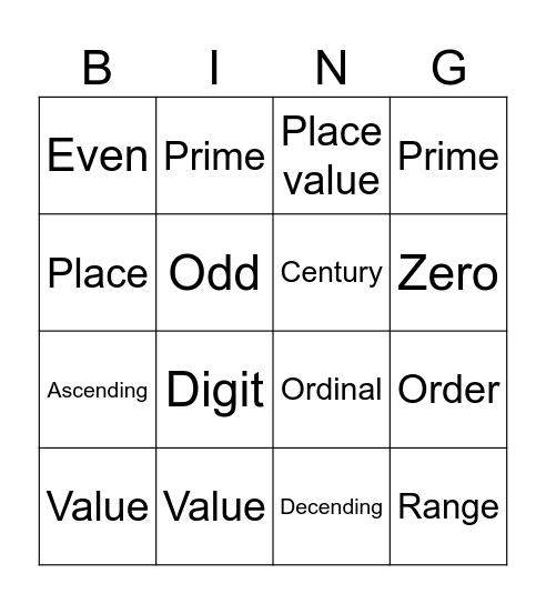 Numbers upto 200 Bingo Card