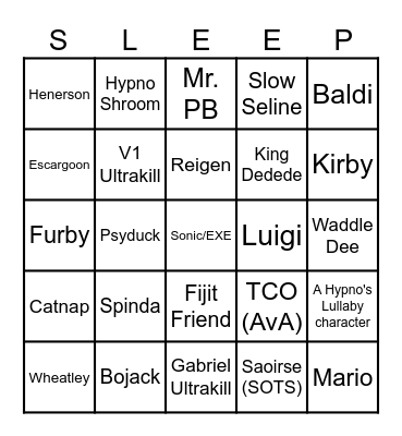 Predictable Introjects Bingo Card