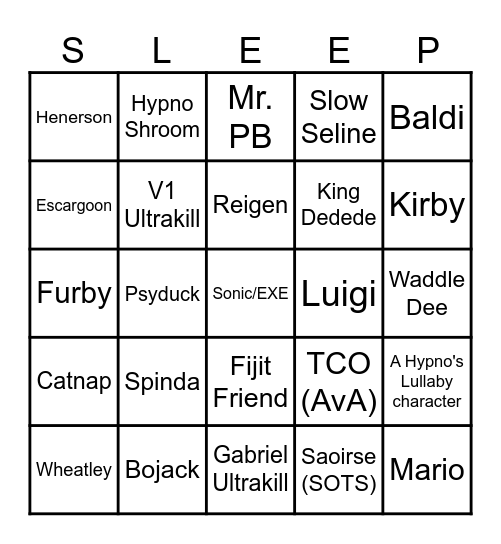 Predictable Introjects Bingo Card