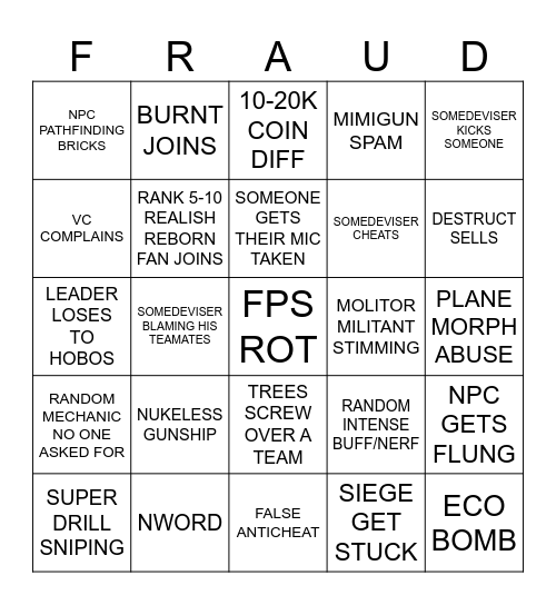 NVZT2 TEST SERVER BINGO 2026 Bingo Card