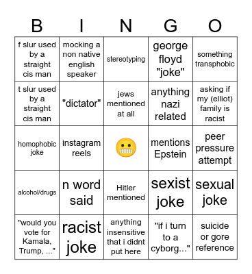 Manny's house bingo Card