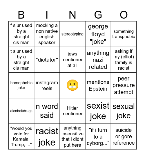 Manny's house bingo Card