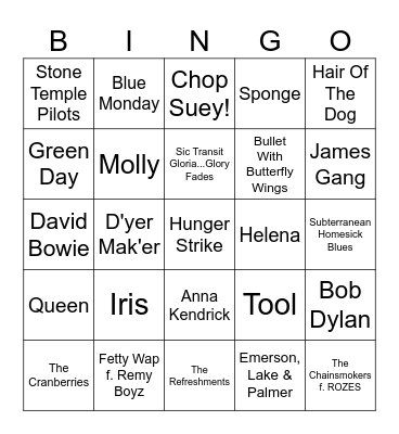 Things Left Unsaid Bingo Card