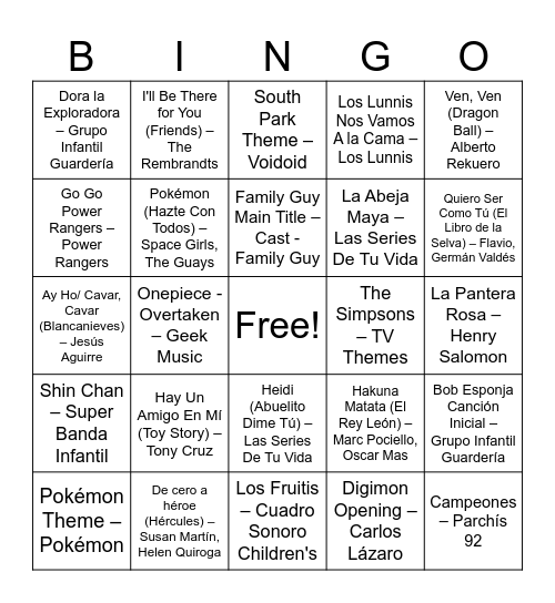 Binguitou Bingo Card