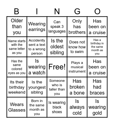 Find the Guest Birthday Bingo Card