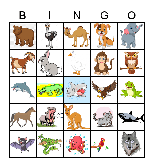 Animal Bingo Card