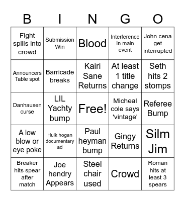 Tampa Backlash Bingo Card