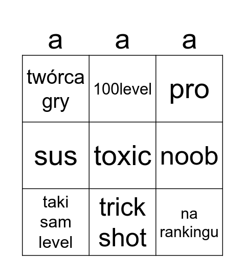 roblox rivals bingo Card