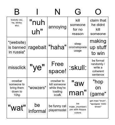Floppicus bingo Card