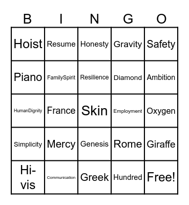 Year 11 Reflection Day Bingo Card