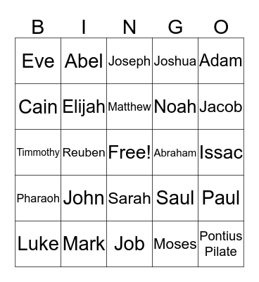 People of the Past Bingo Card