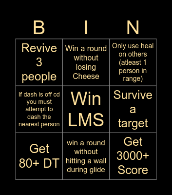 Cream Card Bingo Card