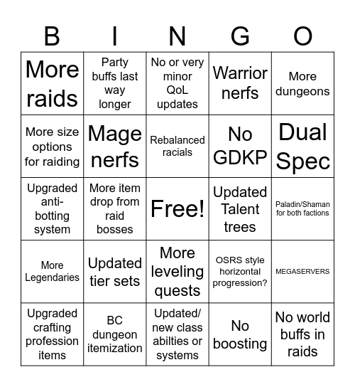 Classic + BINGO Card