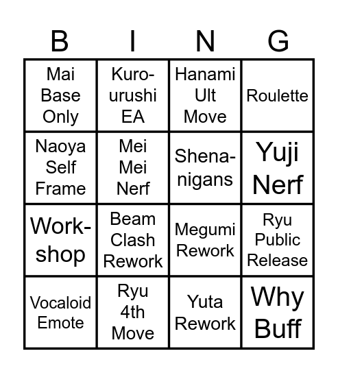 JJS v1.76 Bingo Card