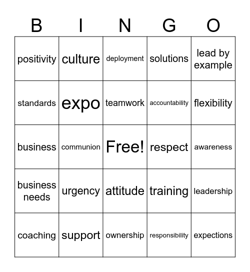 shack bingo Card