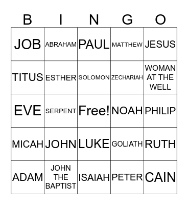 People of the Bible Bingo Card