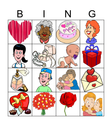 mother's day Bingo Card