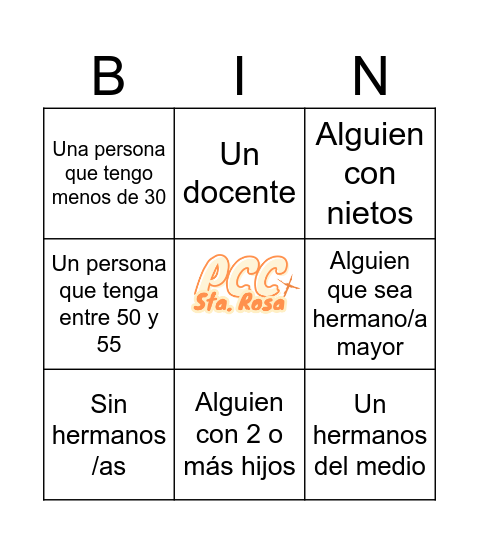PCC BINGO Card