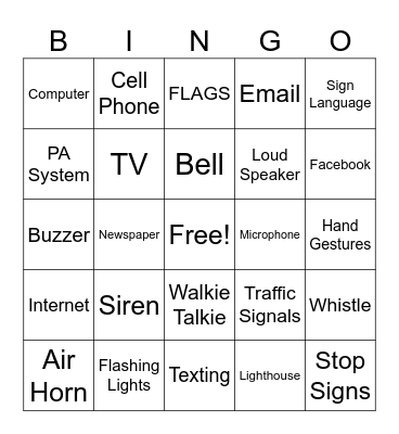 Communication Devices Bingo Card