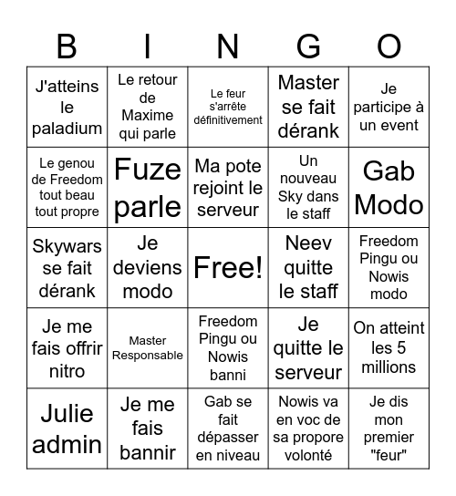 Bingo Fuze Bingo Card